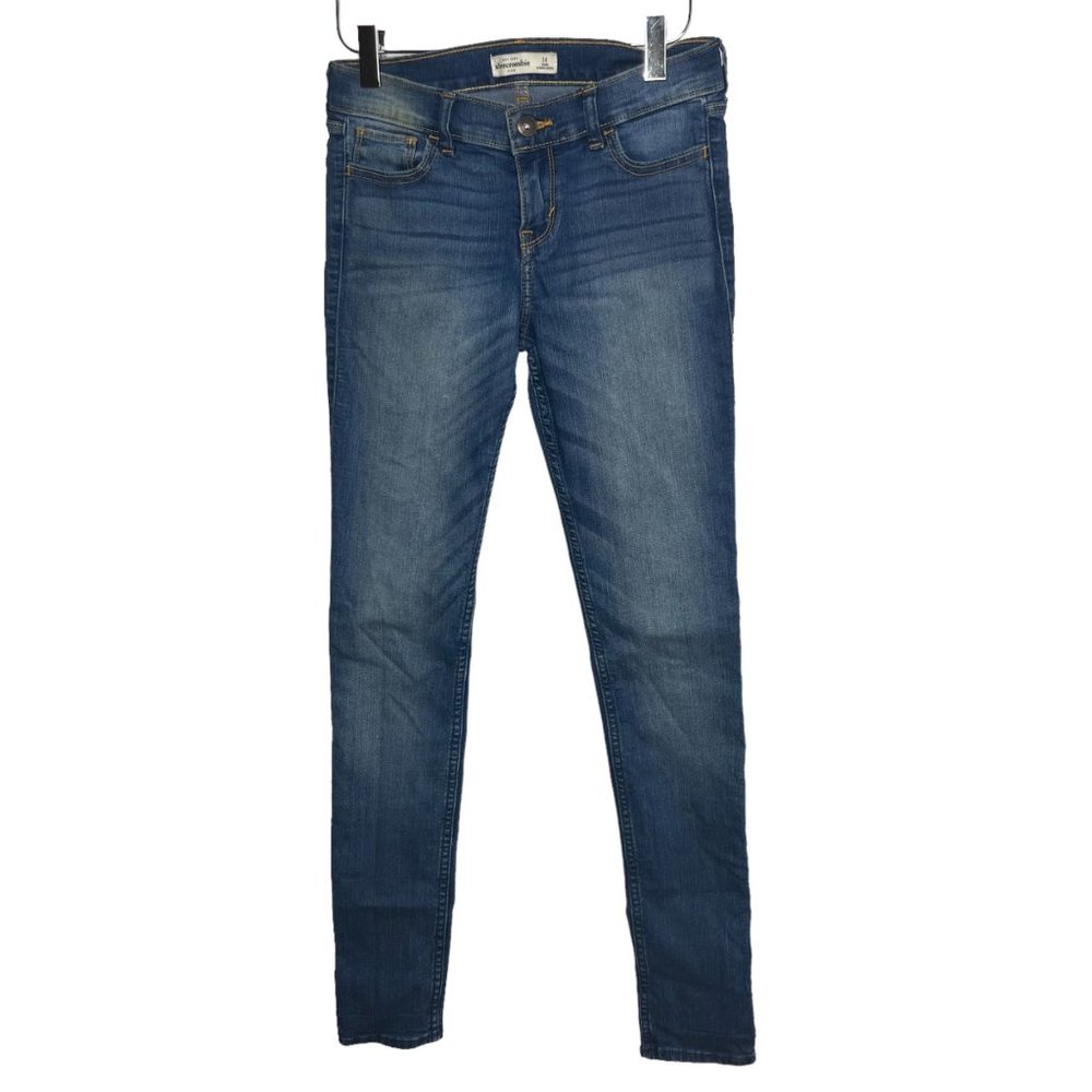 Abercrombie & Fitch Kids Girls Medium Wash Distressed Skinny Jeans Size 14